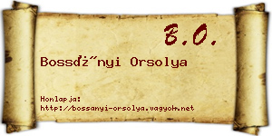 Bossányi Orsolya névjegykártya